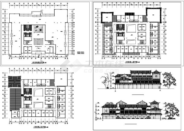 某民居式旅店全套建筑设计图纸-图一
