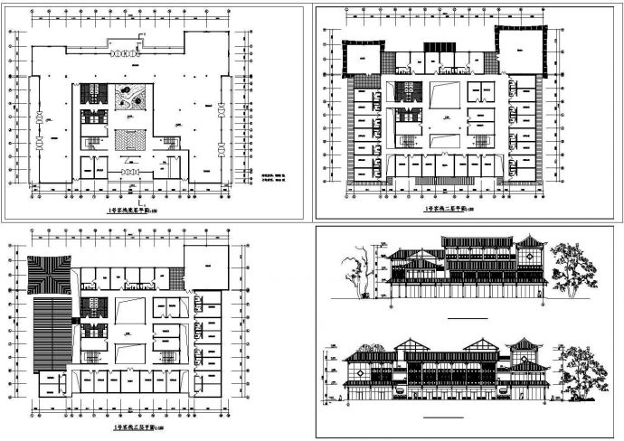 某民居式旅店全套建筑设计图纸_图1