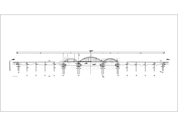 某大桥CAD全套图纸51+80+51m钢管砼系杆拱桥拱肋线形-图一