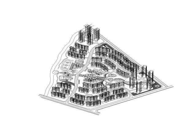 某小区3D规划图cad施工图设计-图一