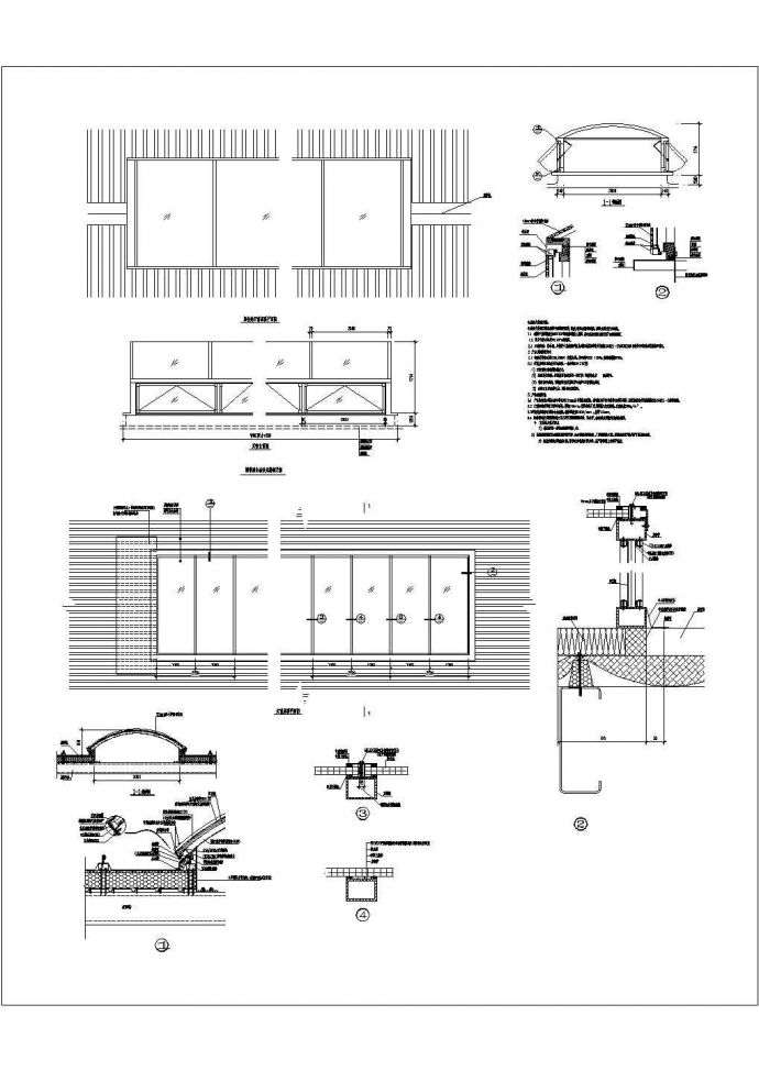 某彩色压型钢板电动采光排烟天窗CAD构造平立面大样_图1