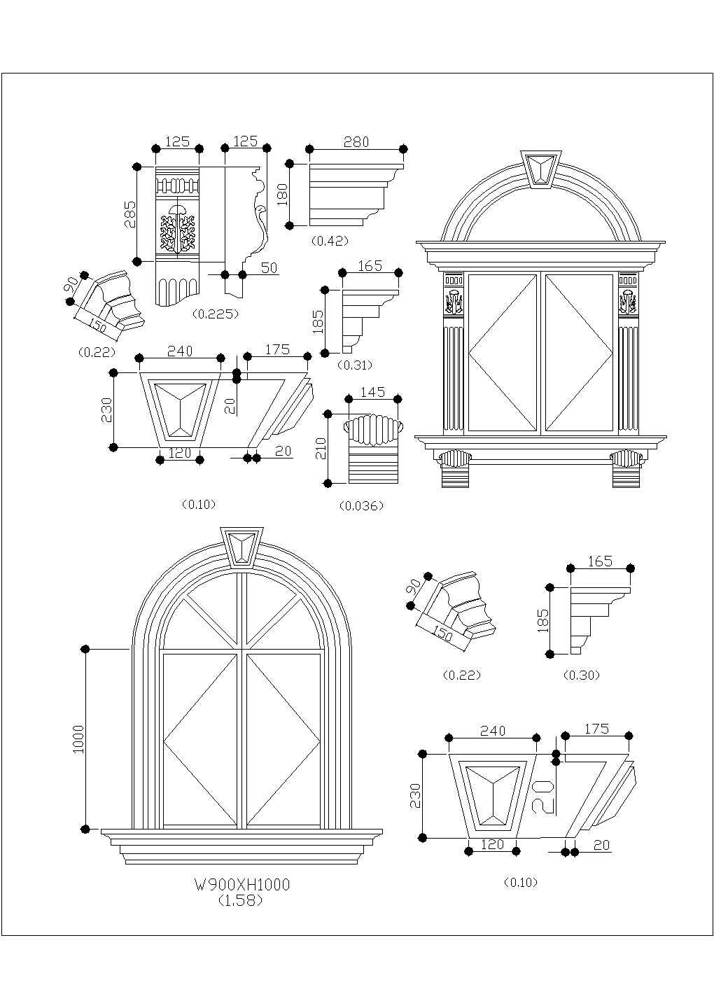 某窗系列CAD剖面节点构造设计图