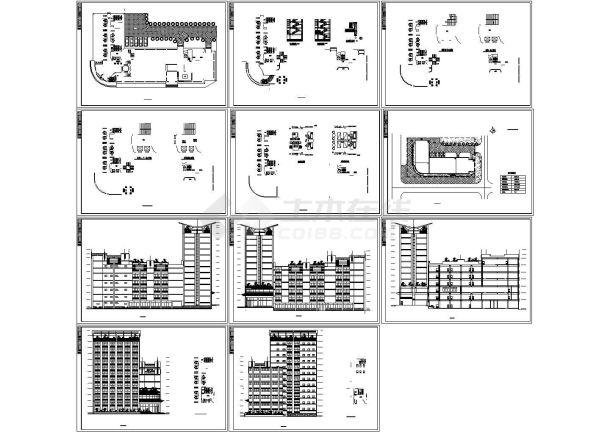 十二层酒店建筑方案设计图，11张图纸-图一