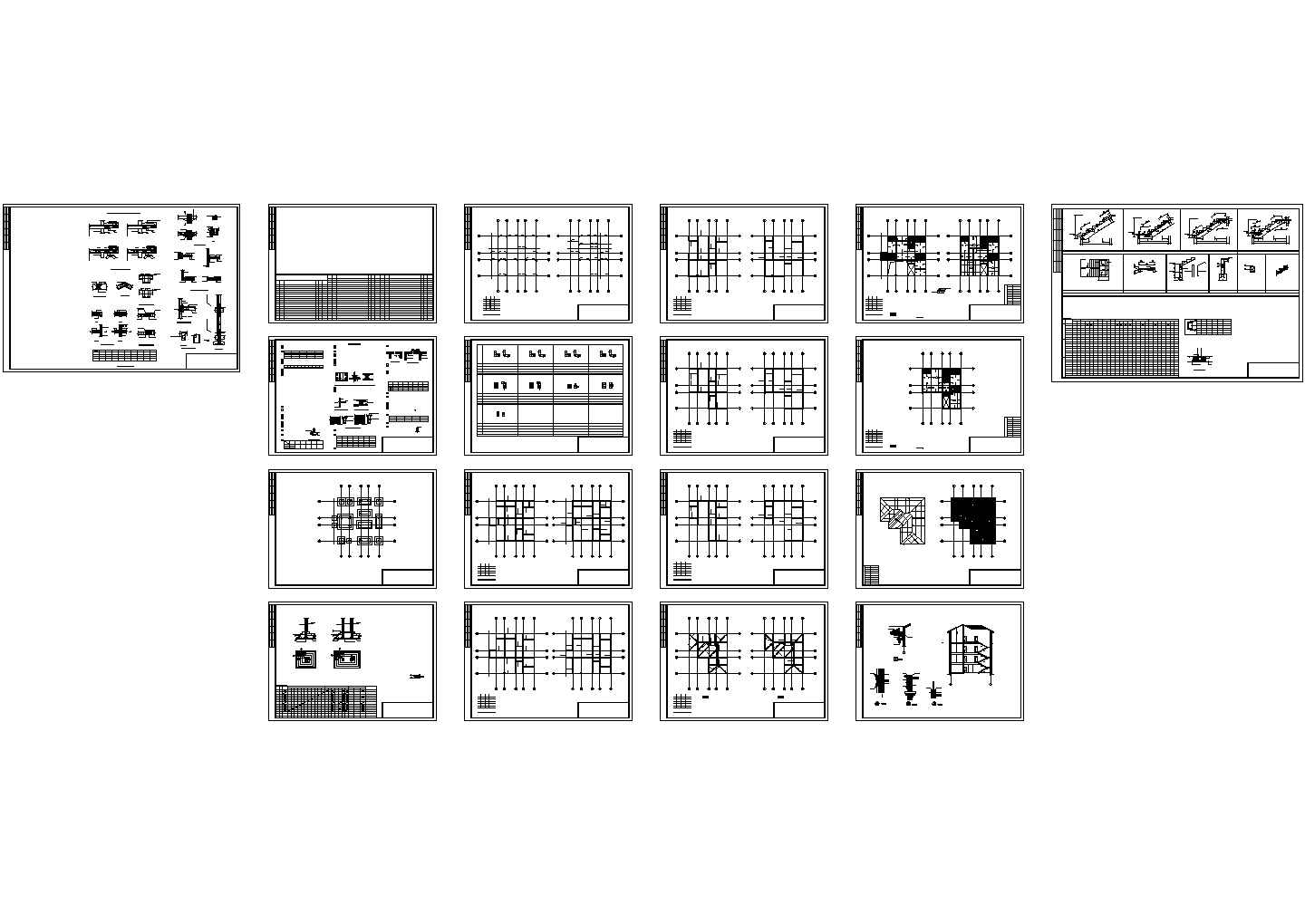 欧式风格的建筑结构施工图，18张图纸