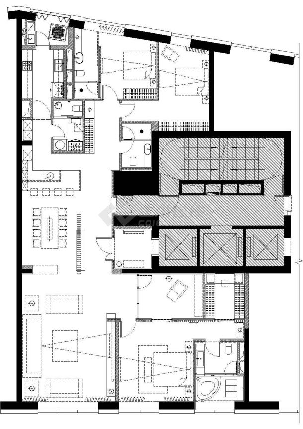 [青岛]现代四居室装修设计施工图-图一