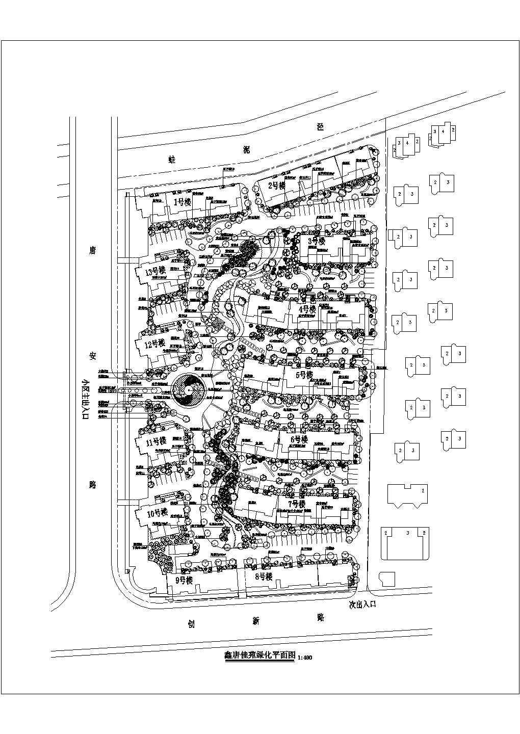 某鑫唐佳苑规划CAD节点剖面设计总平面图