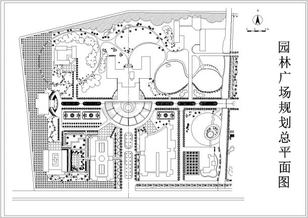 某大型主题广场规划CAD节点完整构造总平面图-图一