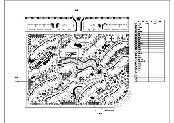 某花园小区植物配置CAD完整节点设计绿化图-图一