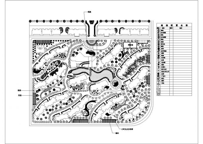 某花园小区植物配置CAD完整节点设计绿化图_图1