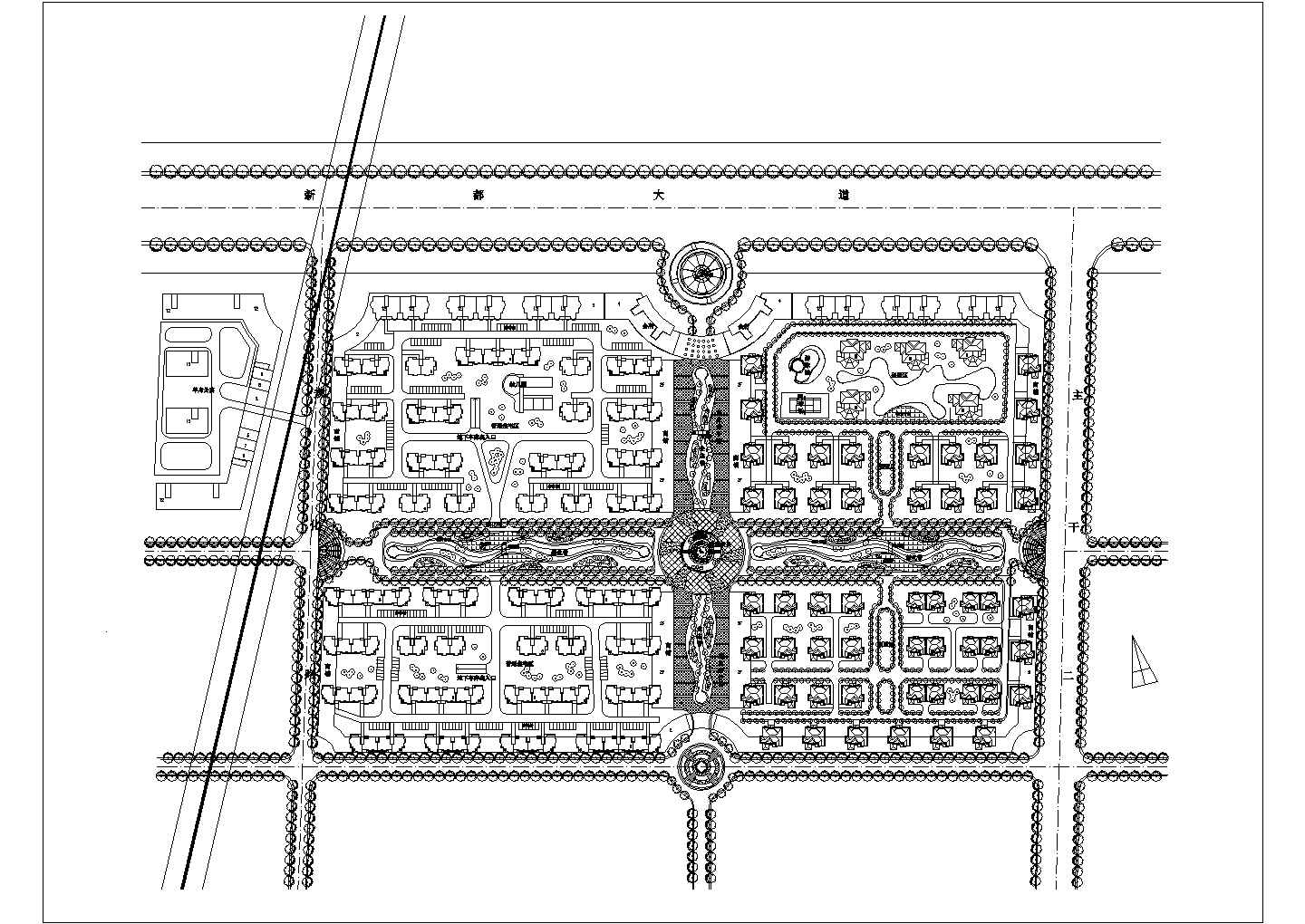 某蜀都新城规划CAD设计构造节点总平面图