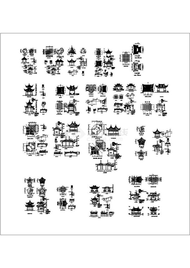 某古代亭子CAD构造全套节点详细设计图-图一