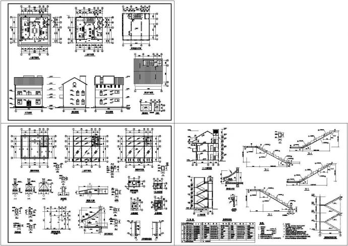 二层住宅别墅建筑设计施工cad图纸_图1