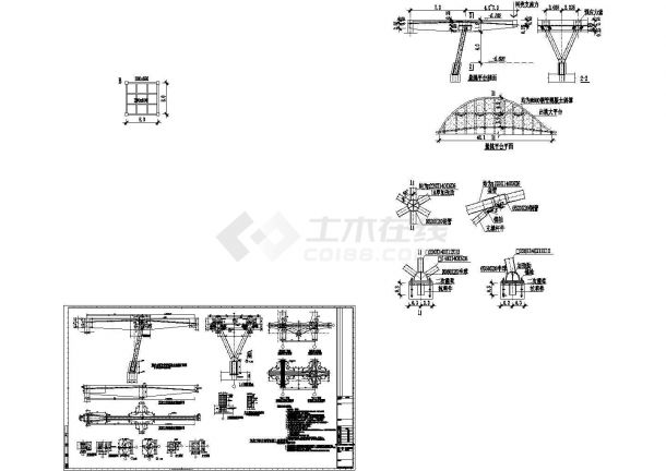 单层钢桁架结构体育馆结构施工设计CAD图-图一