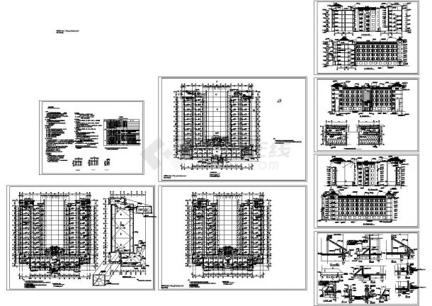 长56.7米 宽53.07米 6层10402.26平米砖混U形学生公寓楼建筑施工图cad施工图设计-图一