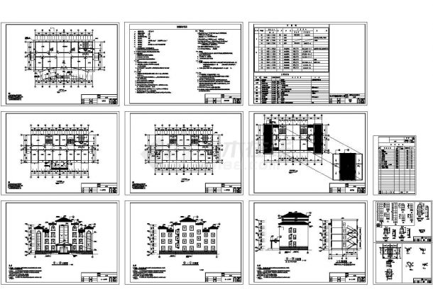 办公楼设计_某工厂四层办公楼建筑施工图，12张图纸。-图一