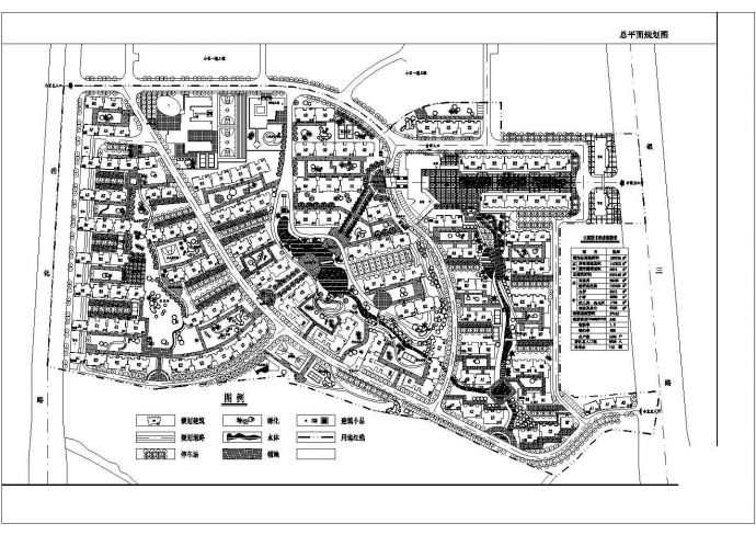 某中心河小区规划总平面cad设计施工图_图1