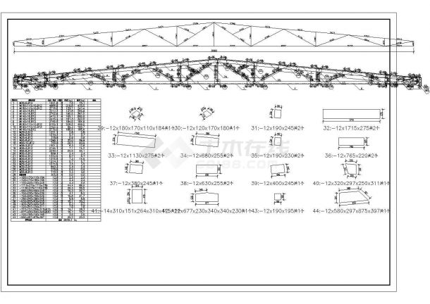 某30M跨梯形钢屋架节点构造cad设计详图-图一