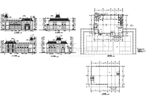 2层高档私人会所建筑设计CAD施工图-图一