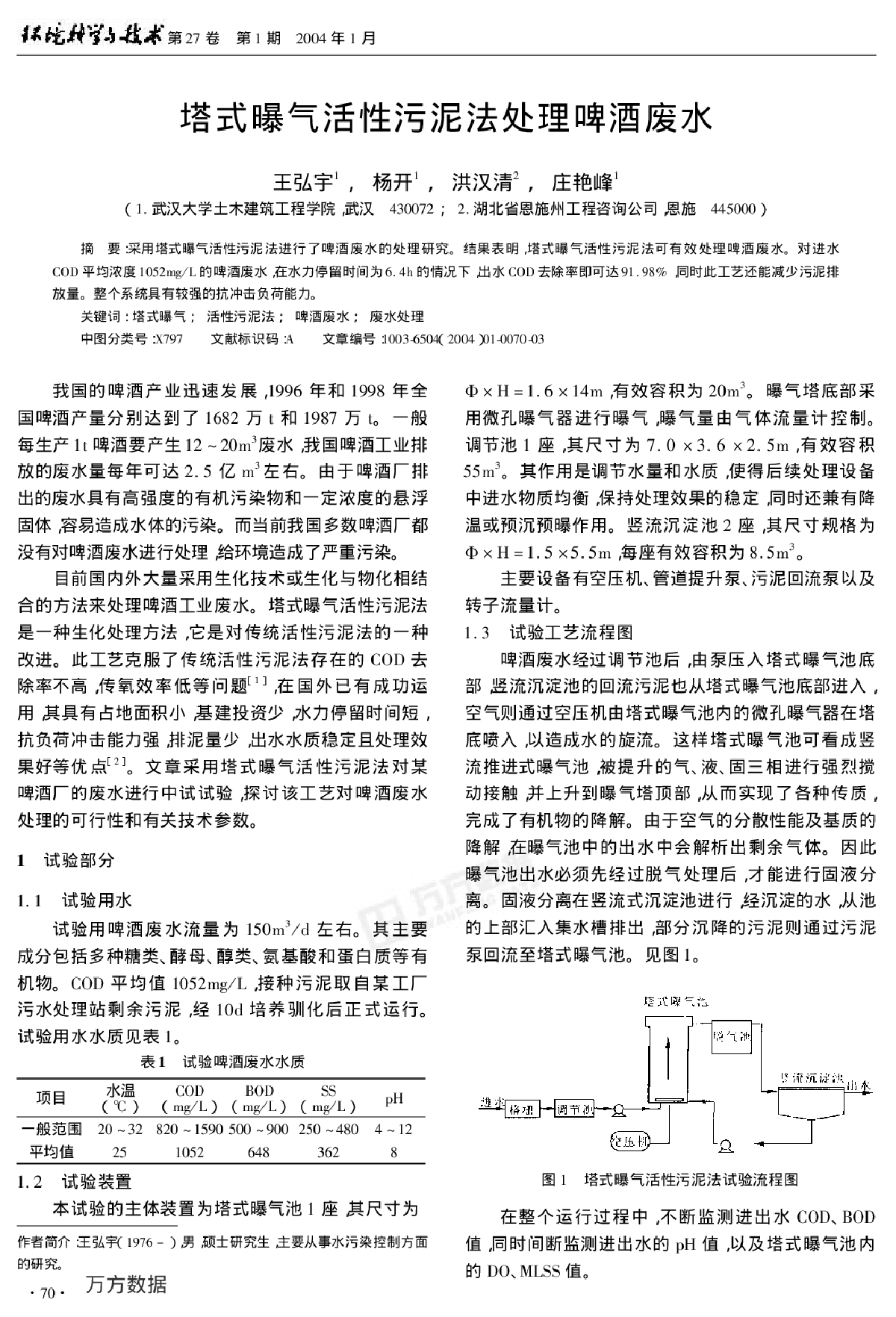 塔式曝气活性污泥法处理啤酒废水-图一