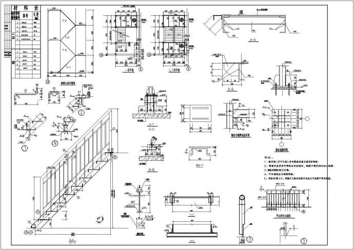 某项目钢楼梯节点构造详图_图1