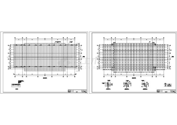 福州某站房网架屋面檩条布置及节点构造cad设计详图-图一