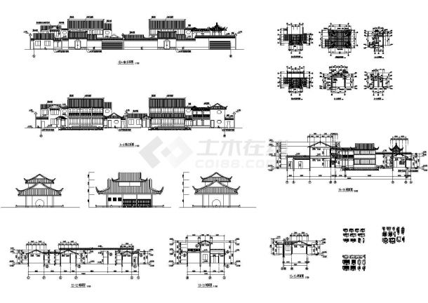 某地区某仿古亭台的建筑设计cad施工图-图一