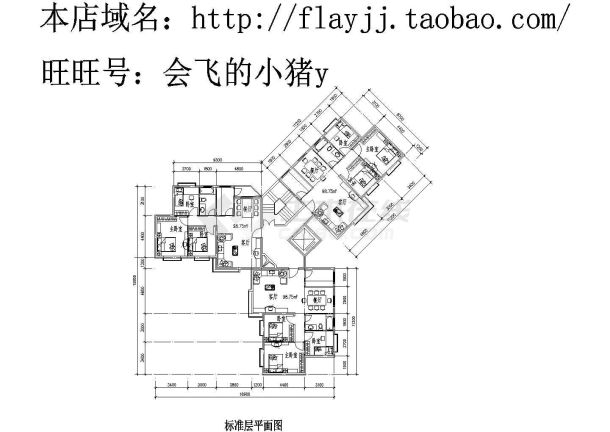 1楼梯1电梯3户cad设计图：3室2厅【98.75平】-图二