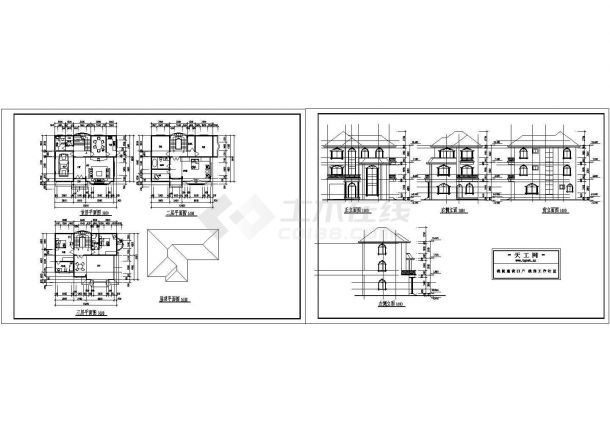 多层别墅建筑图连效果图CAD完整全套大样图详细图纸-图一