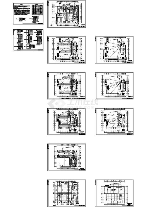 五层框架结构食堂结构施工图（含建施、水施、电施）CAD-图一