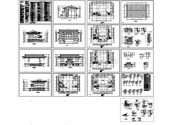 某地静音寺全套建筑施工设计cad图（含走廊栏杆A-A剖面大样图）-图一