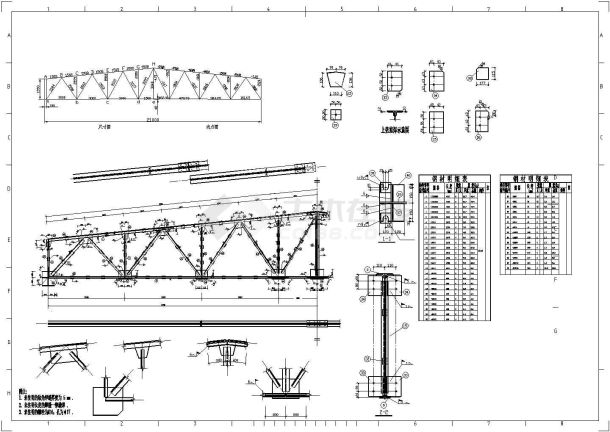 [学士]某21米梯形钢屋架课程设计cad施工图设计-图一
