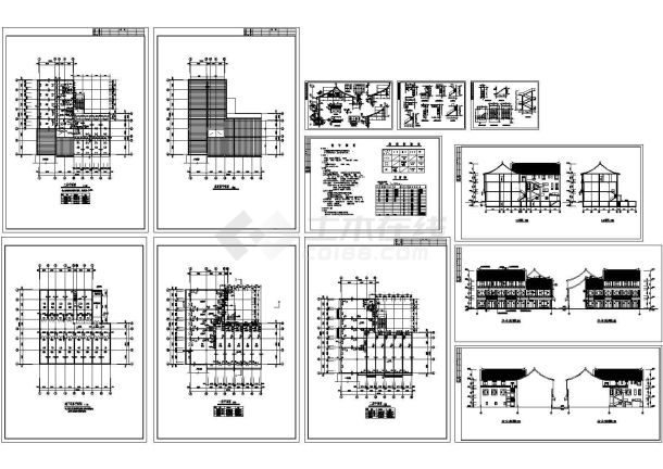 【杭州】某地仿古清式公建全套建筑施工设计cad图（含施工设计说明）-图一