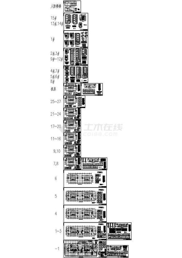 地上27层框架剪力墙结构公寓楼结构CAD施工图-图一