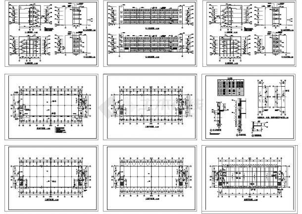 某三层砖混结构工业厂房设计cad全套建筑施工图（标注详细）-图一