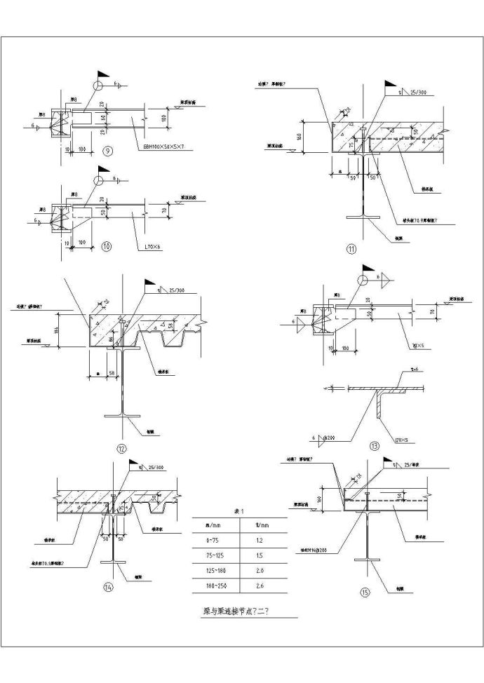 某工程建筑梁与梁连接节点设计CAD参考图_图1