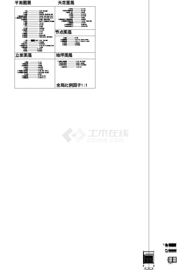 江苏英式三层别墅样板房装饰施工图-图一