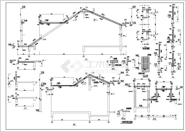某住宅楼坡屋顶结构大样设计图-图一