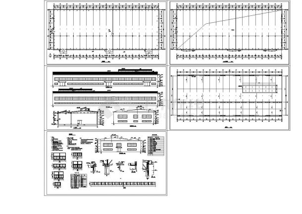 某单层混凝土排架结构连跨厂房（3498㎡）设计cad全套建筑施工图（含设计说明）-图一
