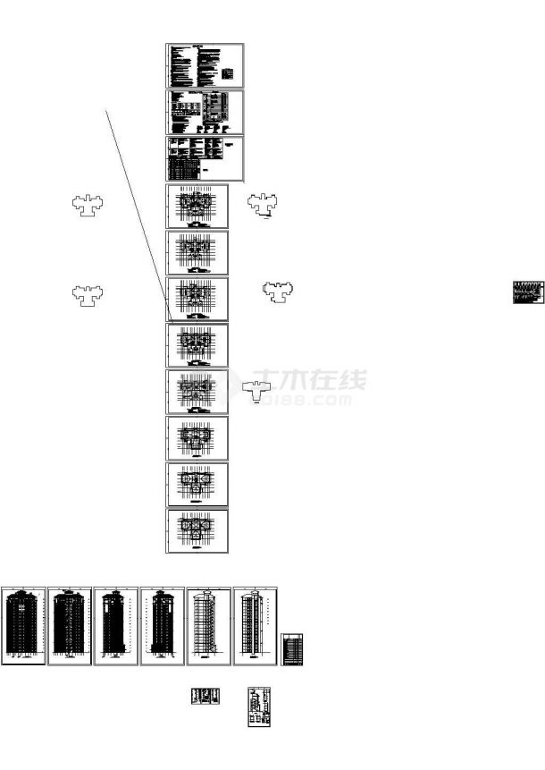 某十七层塔式住宅建筑施工图（带阁楼），23张图纸-图一