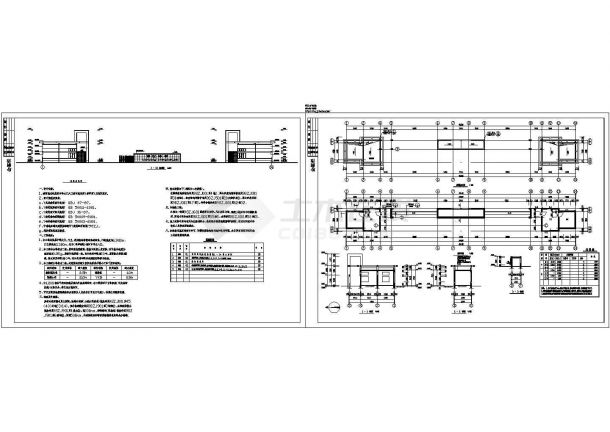 长49.44米 宽5.04米 中学校大门 门卫建筑施工图【平立剖面图 建筑总说明 目录】设计图-图一