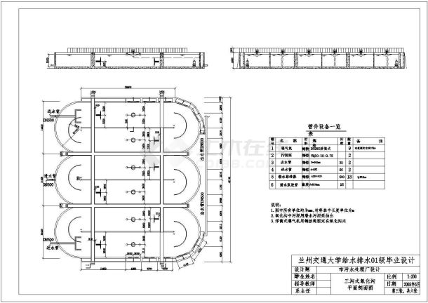 土木工程毕业设计_某中型城市污水处理厂全套施工cad图(毕业设计）-图一