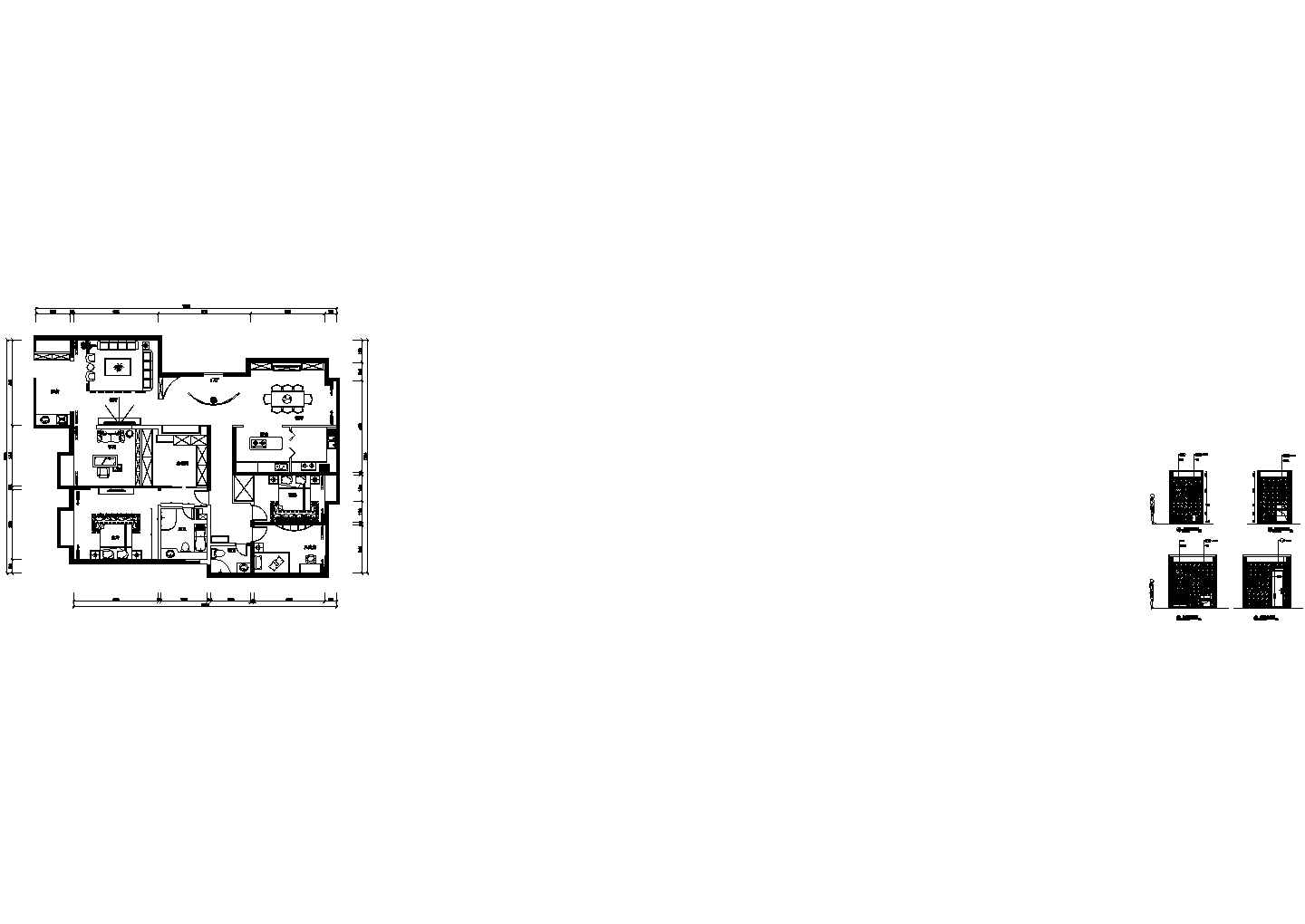 陕西186平米现代住宅别墅装修设计施工图