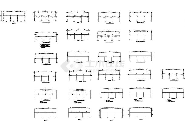 厂房设计_双层门式钢架厂房结构施工图(含建筑及计算书)CAD-图一