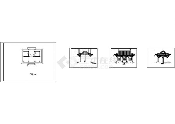【杭州】某地唐风古建筑全套建筑施工设计cad图纸（含剖面图，正立面图）-图一