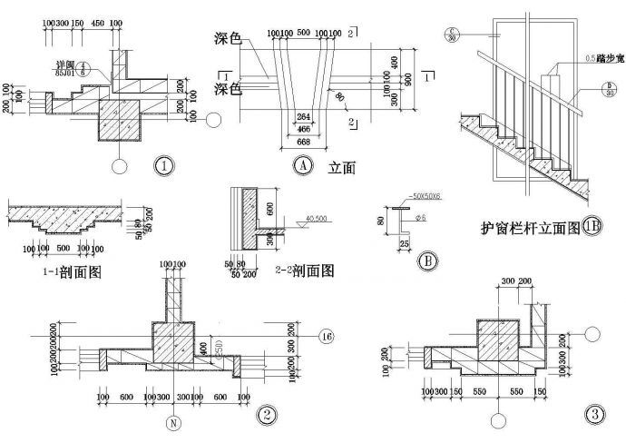 某地建筑墙身楼梯护窗栏杆施工全套非常标准设计cad图纸_图1