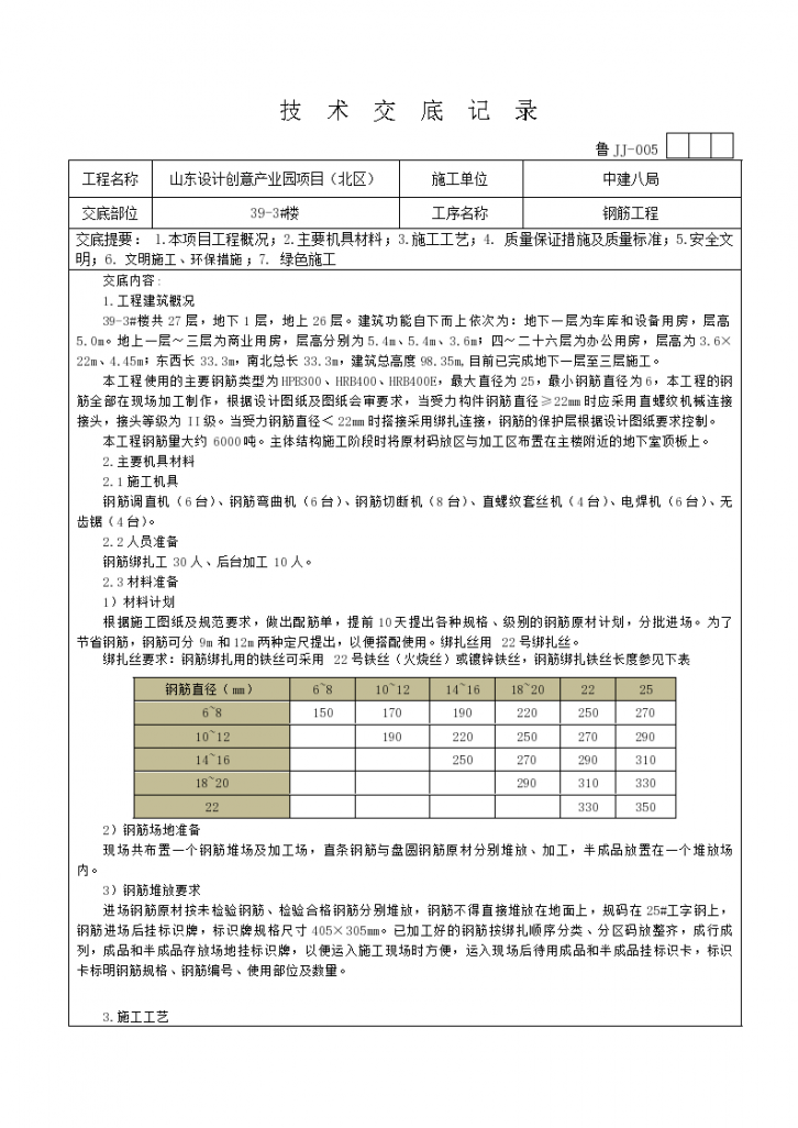 高层商业建筑钢筋工程施技术工交底-图一