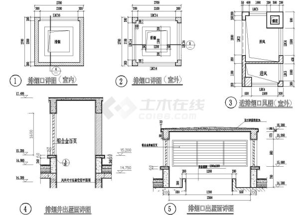 屋面排烟口采光井、节点施工全套非常实用设计cad图纸-图一