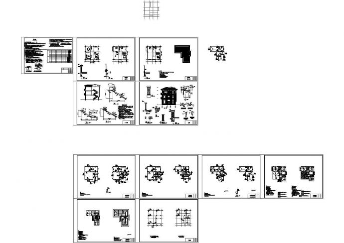 三层框架坡屋顶别墅结构施工图(含建施)，11张图纸_图1