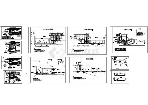 【江南】某地坝后式水电站施工设计全套cad图纸（11张）-图一