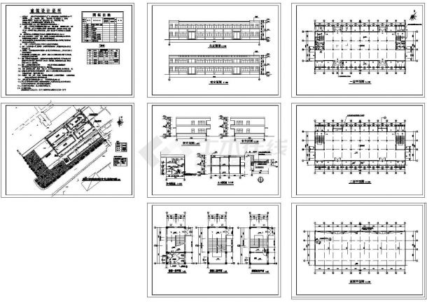 厂房设计_某电线电缆公司二层框架结构厂房（1100㎡）设计cad全套建筑施工图（含设计说明）-图二